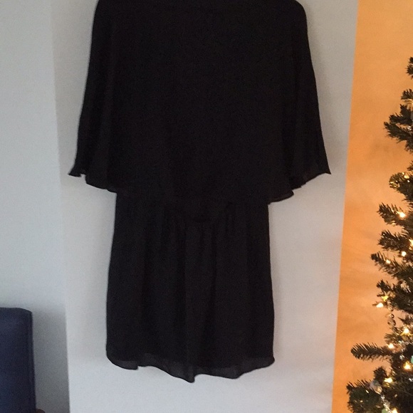 TIBI black silk sheer cape dress beading 6 - Picture 3 of 5